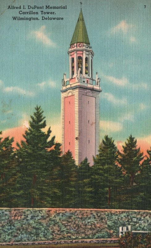 Vintage Postcard 1930's Alfred I. DuPont Memorial Carrillon Tower Wilmington DE