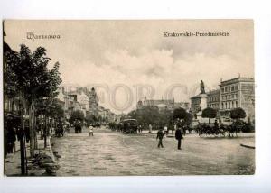 236545 POLAND Warsaw Krakowskie przedmiescie tram postcard  