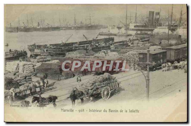 Old Postcard Marseille inside the basin of Joliette