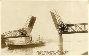 PC CPA US, OREGON, PORTLAND, BROADWAY BRIDGE, REAL PHOTO POSTCARD (b5509)