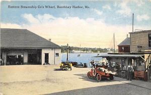 Eastern Steamship Co Wharf Cars Boothbay Harbor Maine 1910c postcard