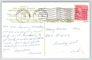 Gurnee IL~Interior~Rustic Manor Restaurant & Cocktail Lounge~Moose Head~Vtg PC