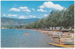 Beach along Okanagan Lake, Penticton, British Columbia, Canada, 50-60s