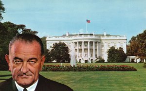 Vintage Postcard White House Washington DC Pres. Lyndon Johnson 36th President