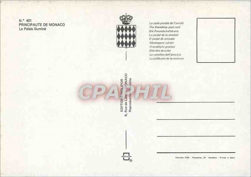Postcard Modern PRINCIPALITY OF MONACO Palace illumin�