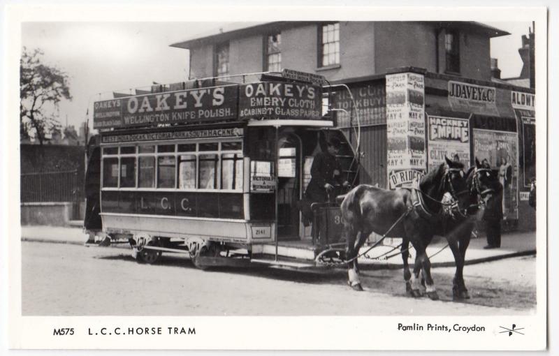  Pamlin London RP PPC M575 Unposted, Oakeys Knife Polish Advert on Horse Tram