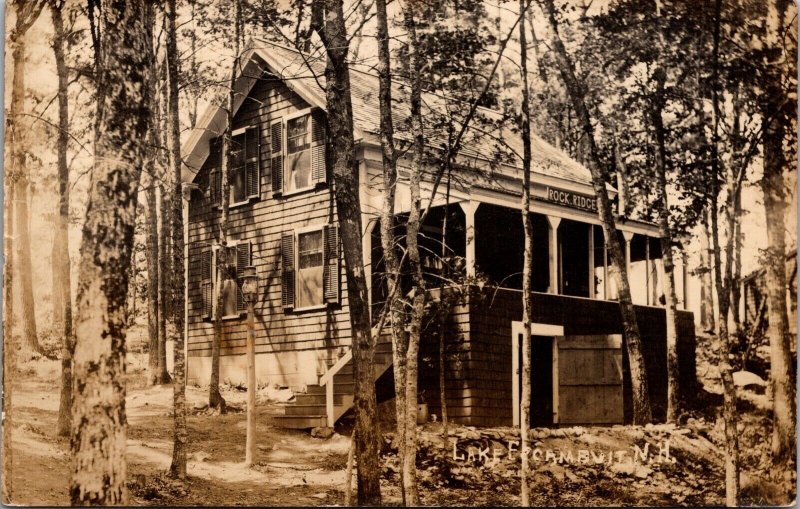 Real Photo Postcard Rock Ridge Cabin at a Lake in Westville New Hampshire~137753