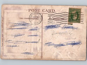 c1910 May Your New Year Be Happy Zanesville Ohio OH Embossed Postcard