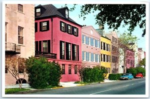 Postcard Rainbow Row Charleston South Carolina USA North America