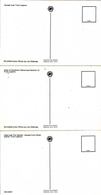 (3 cards) Truk Lagoon, Chuuk, Micronesia - Pacific Sunset and Island Views