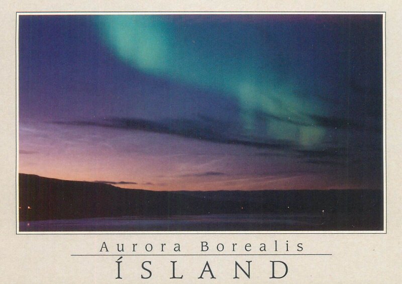 Iceland aurora borealis postcard 