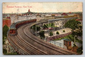 1913  Elevated Railway  New York City    Postcard