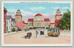 Birmingham Alabama~Terminal Railroad Station~Subway~1940s Linen Postcard