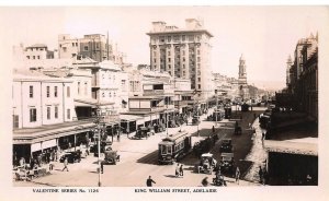 RPPC KING WILLIAM STREET ADELAIDE AUSTRALIA REAL PHOTO POSTCARD (c. 1910)