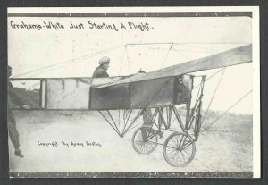 Ca 1911 GRAHAM WHITE PILOT TAKING OFF REAL PHOTO POSSIBLE REPRO SEE INFO