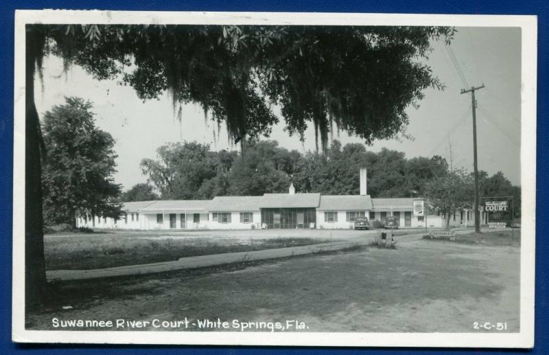 White Springs Florida fl Suwannee River Court Real Photo Postcard RPPC