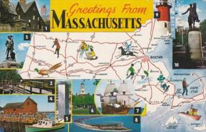 Greetings From Massachusetts With Map