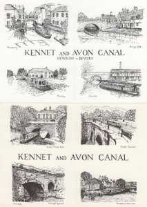 Kennet & Avon Canal 8 Artist Drawings Sketchings 2x Postcard s