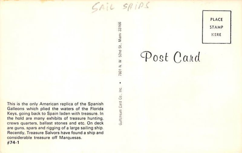 Sailing Ships American Replica of the Spanish Galleons Misc FL 