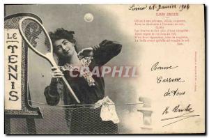 Postcard Old Woman Tennis games