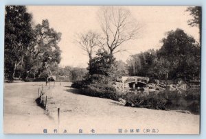 Japan Postcard Hashidai Road Pond Bridge View c1910 Unposted Antique
