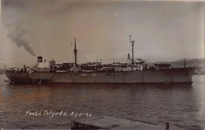 J81/ Interesting RPPC Postcard c1910 Portugal Ponta Delgada Azores Ship 363