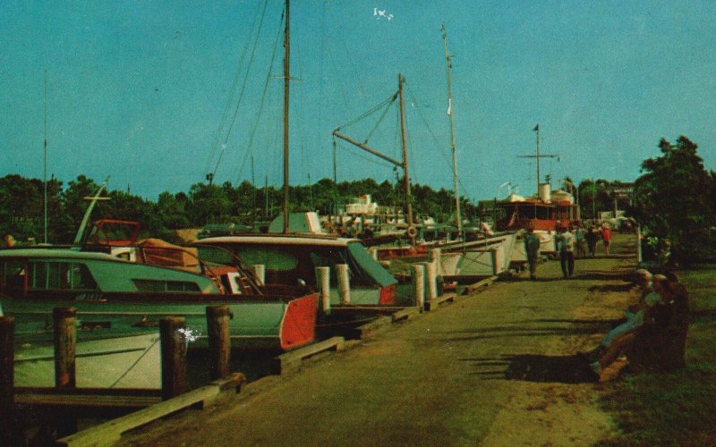 Vintage Postcard Boats at the Dock Hyannis Port Cape Cod Massachusetts Tichnor