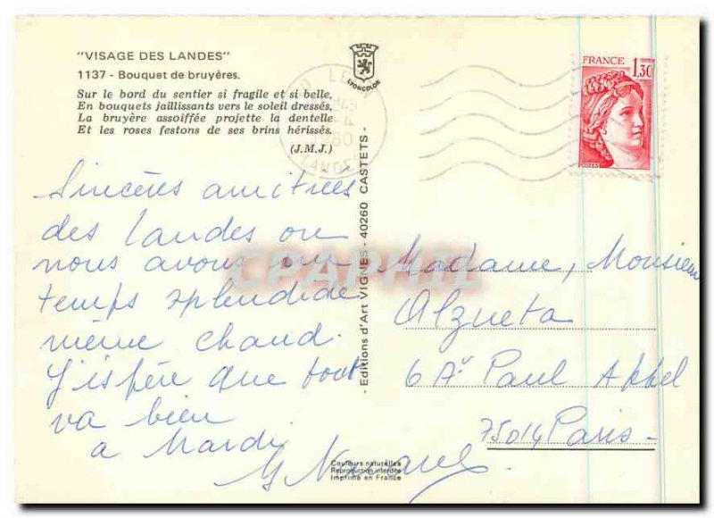 Postcard Modern Face Landes Bruyeres Bouquet