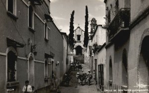 Vintage Postcard Photo View of Calle of Tepetates Cuernavaca Morelos Mexico RPPC