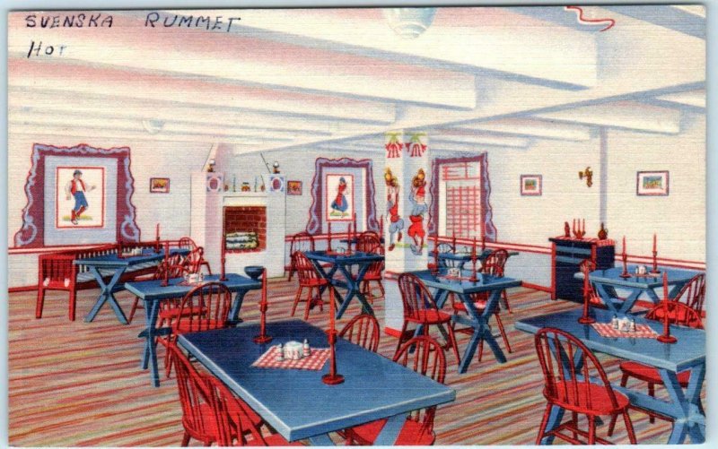 PITTSBURG KS Kansas HOTEL BESSE Svenska Rummet Swedish Room 1940s Linen Postcard