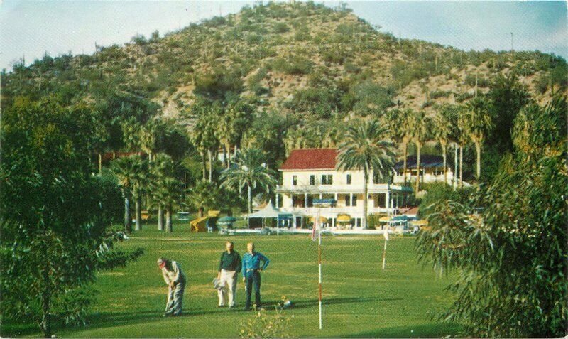 Castle Hot Springs Arizona Hotel Gulf Course roadside 1950s Postcard 21-7360