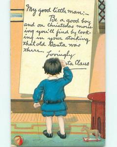 Divided-Back christmas BOY FINDS MESSAGE FROM SANTA ON WALL r4811