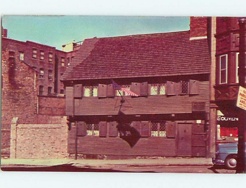 Unused 1950's OLD CARS & SIGN FOR SOUVENIER SHOP AT REVERE HOUSE Boston MA r9390