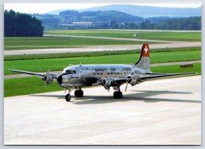 Airplane Postcard Swissair Airlines Douglas DC-4 HB-ILI 50th Year at Zurich CV2