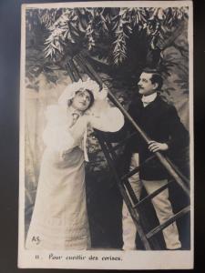 French Romance: Pour cueillir des cerises / Couple Picking Fruit c1903