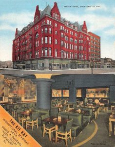 2~Postcards ROCKFORD, Illinois IL   HOTEL NELSON & KIT KAT DANCE CLUB  ca1940's
