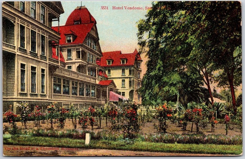 San Francisco CA-California, Hotel Vendome Flower Garden Front, Vintage Postcard