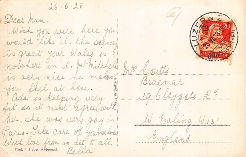 A759 Switzerland 1928 Andermatt Total View vintage postcard