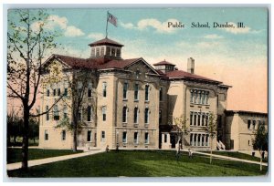 1910 Exterior Public School Building Dundee Illinois IL Vintage Antique Postcard 