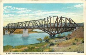 Near NEEDLES, CALIFORNIA Santa Fe Bridge Colorado River HARVEY postcard 16945