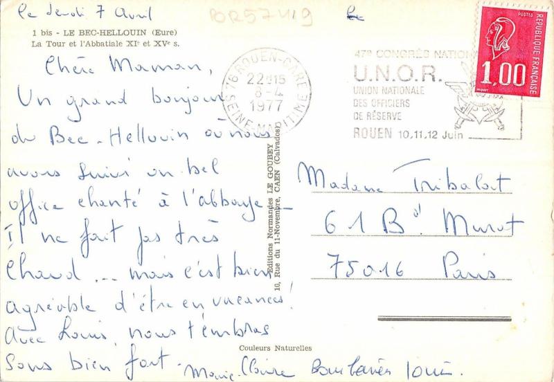 BR57419 le bec hellouin UNOR congres national union nationale des offic   France