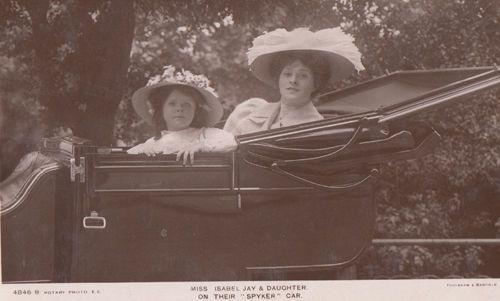 Isabel Jay + Daughter Spyker Car Postcard