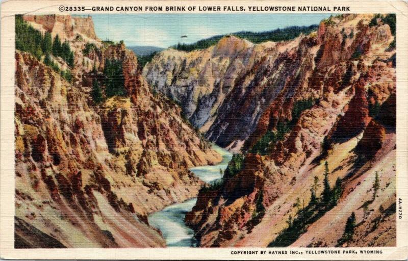 Grand Canyon from Brink of Lower Falls, Yellowstone National Park Wyoming