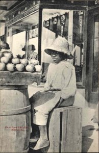 Bermuda Street Vendor Ethnography Paw Paw Seller Cute Little Boy c1910 Postcard