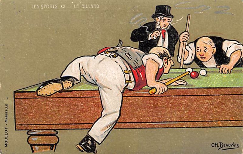 Les spofrts XX Le Billard by CH Beauvais Pool Billiards Postcard Carte Postal...