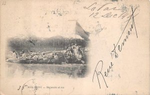 RIO BENI BOLIVIA BAJANDO EL RIO TO FRANCE STAMPS POSTCARD 1908