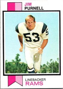 1973 Topps Football Card Jim Purnell Los Angeles Rams sk2559