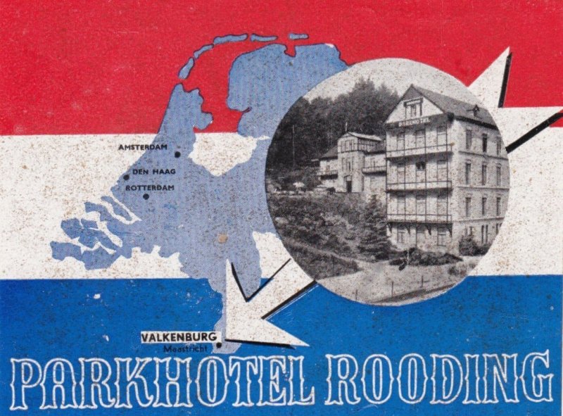 Netherlands Valkenburg Parkhotel Rooding Vintage Luggage Label lbl0328