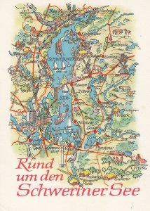 Rund Um Den Schweriner See Schwerin Pinnow Crivitz German Karte Map Postcard