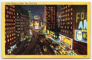 1948 Time Square At Night New York City Broadway Entertainment Posted Postcard
